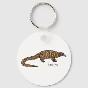 Långskalig illustration av tecknaden på pangolin nyckelring