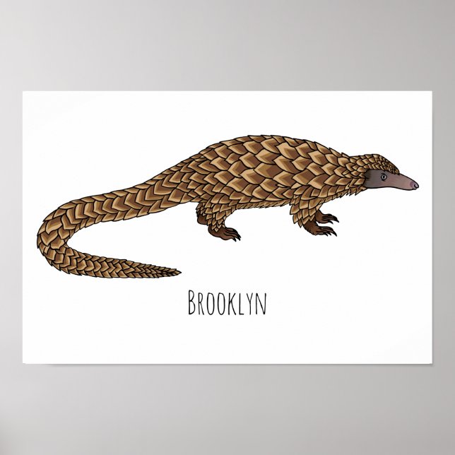 Långskalig illustration av tecknaden på pangolin poster (Framsidan)