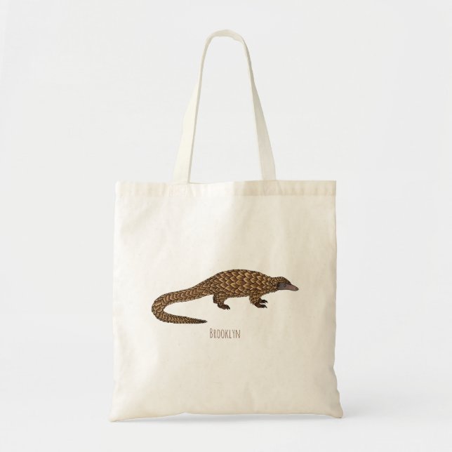 Långskalig illustration av tecknaden på pangolin tygkasse (Framsidan)