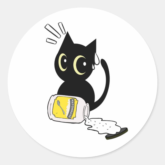 Långspinnad majonnäs runt klistermärke (Framsida)