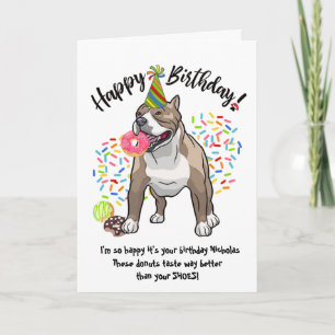 Långst på Pitbull Pet Hund Birthday Card Donuts Inbjudan