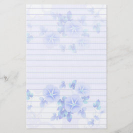 Längst stationeri Pappert med Söt Blåa blommor Brevpapper