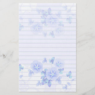 Längst stationeri Pappert med Söt Blåa blommor Brevpapper