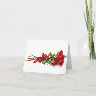 Långstammat röd ros för Valentines day Kort