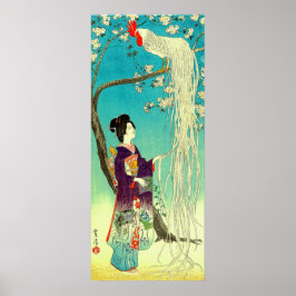 Långstjärt Tupp Onaga-dori Kasamatsu Shiro Poster
