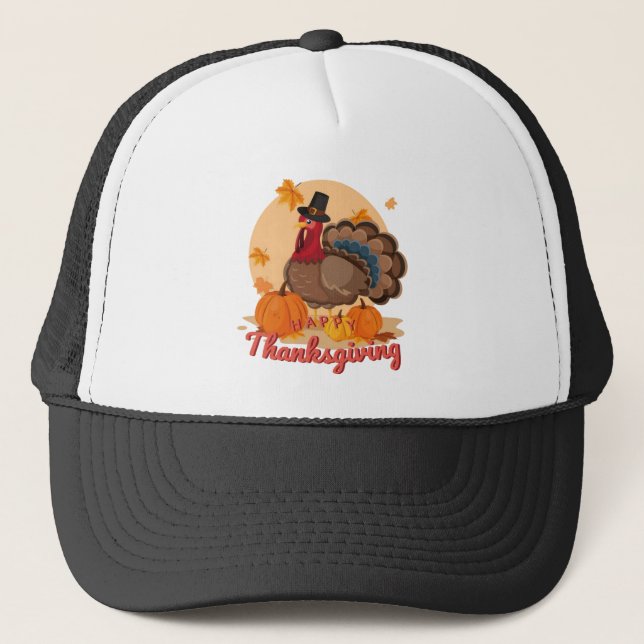 Långstjärtad kalkon i happy thanksgiving keps (Framsida)