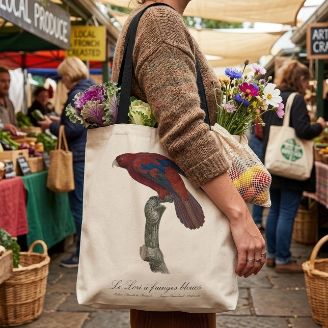 Långstjärtad lorikit, Trichoglossus borneus Tygkasse (Long-Tailed Red Lory, Trichoglossus borneus. Tote Bag)