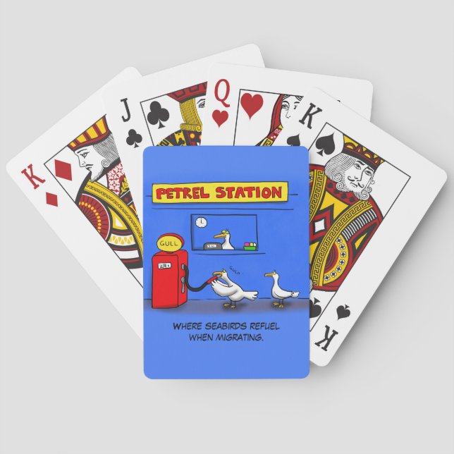 Långstjärtsmås tecknad humor casinokort (Baksidan)