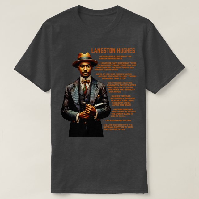 Langston Hughes Facts T Shirt (Design framsida)