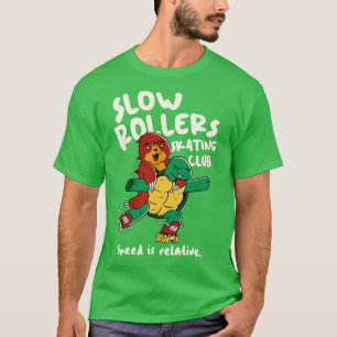 Långsvalsar Skating Klubb Funny Turtle and Sloth o T Shirt