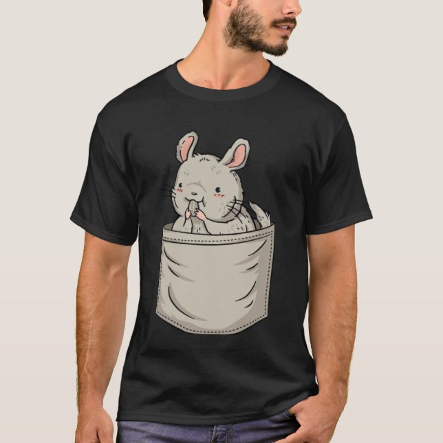 Långsvansad chinchilla bröstficka chinchilla t shirt (Framsida)