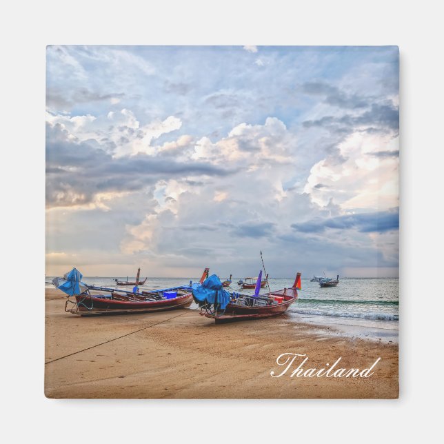 Långsvansbåtar i Thailand Magnet (Framsidan)