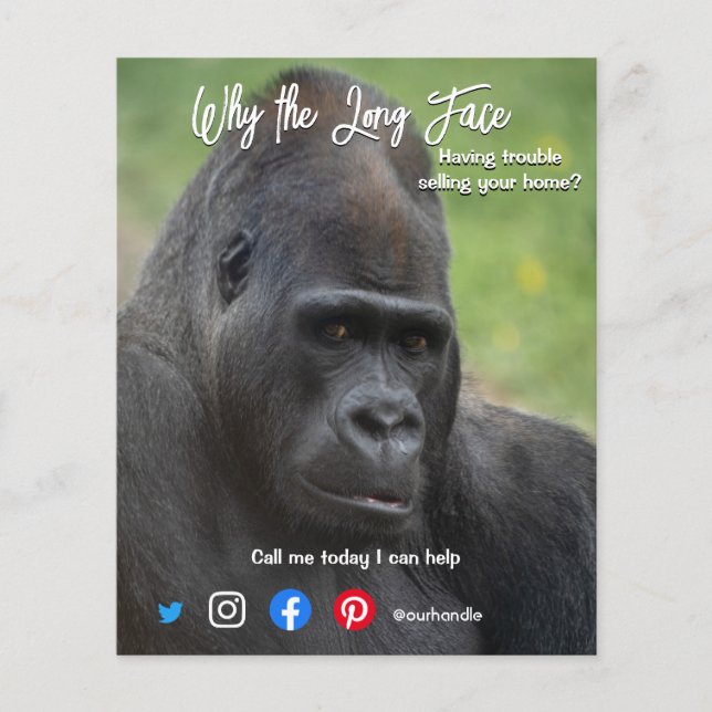 Långt ansikte-kort med stort gods-kort flygblad (Framsidan)