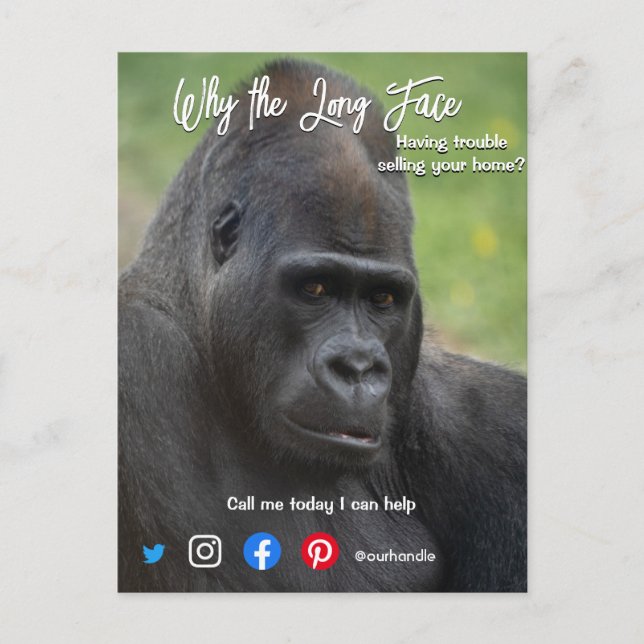 Långt ansikte-kort med stort gods-kort vykort (Framsida)