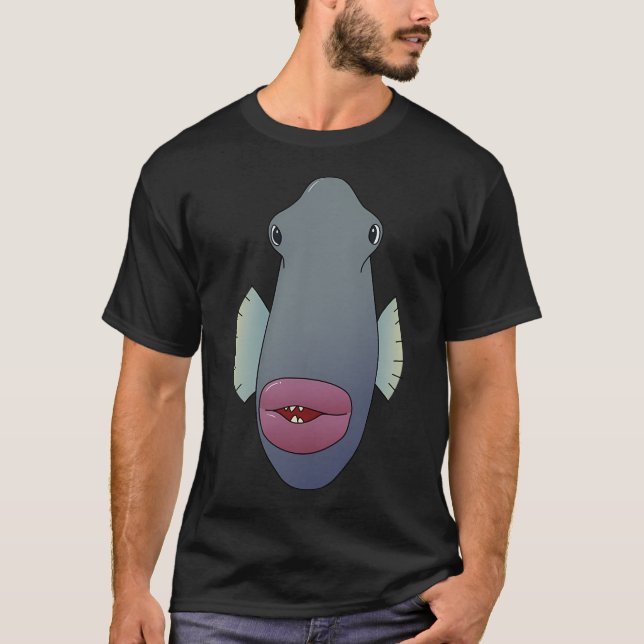 Långt ansikte med storläppad fisk t shirt (Framsida)
