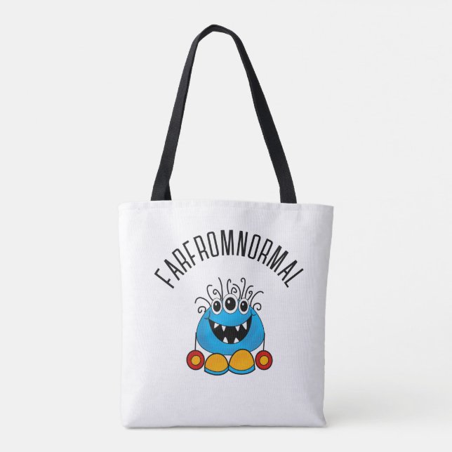 LÅNGT FRÅN NORMALT TRE-ÖJDA MONSTER TOTE BAG TYGKASSE (Baksida)
