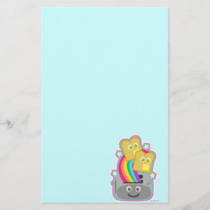 Långt gullig Kawaii regnbågerostat bröd Brevpapper