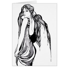 Långt hår tonåring porträtt hälsningskort