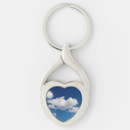 Långt mjukt moln twisted heart silverfärgad nyckelring