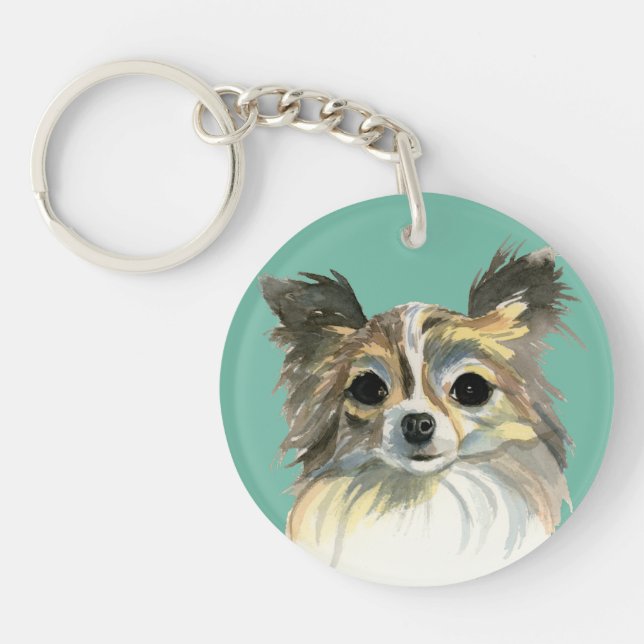 Långt porträtt för hårChihuahuavattenfärg (Framsidan)