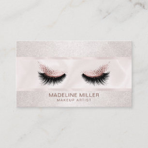 Långt Ro Guld glitter Lash Makeup Artist Öga Visitkort