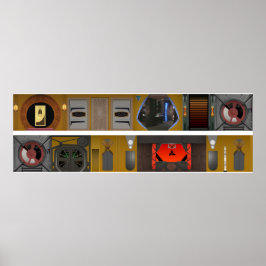 Långt rymdstationspromenad Diorama bakgrund Poster
