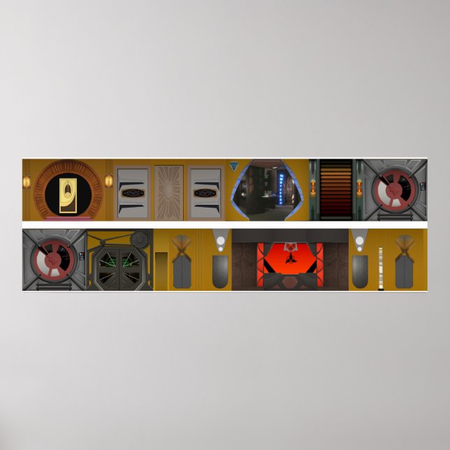 Långt rymdstationspromenad Diorama bakgrund Poster (Framsidan)