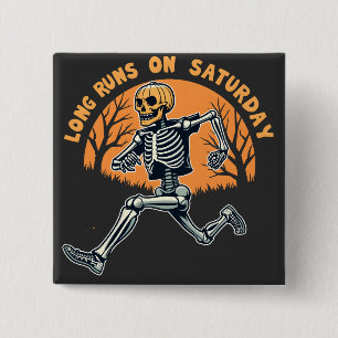 Långt Springa på lördag: Spooky Skeleton Running Knapp