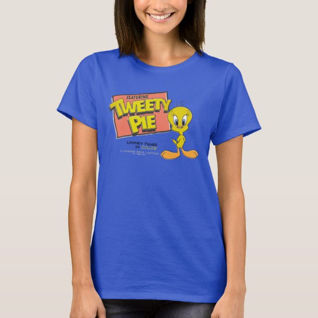 LÅNGT TUNES™ TWEETY™ Retro Lobby-kort T Shirt (Framsida)