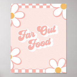 Långt Ut Hittar Mat Groovy Baby Shower Matskylt Poster