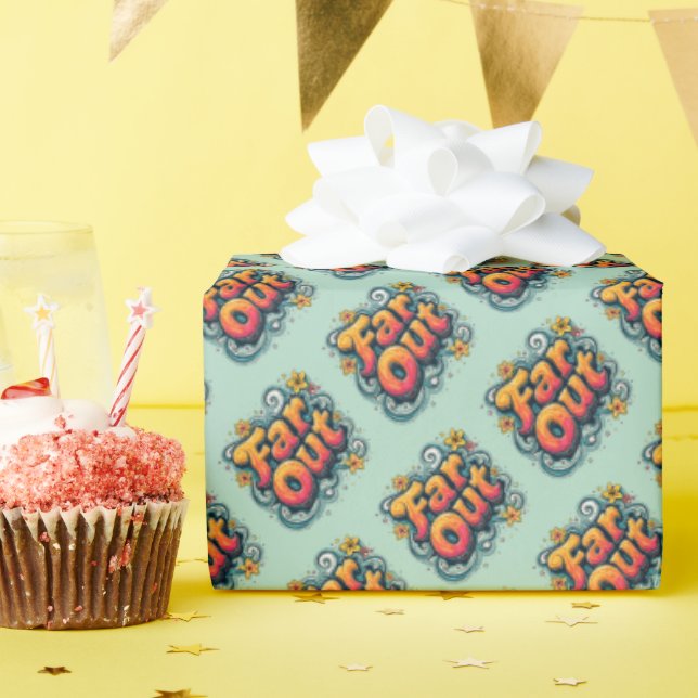 Långt ut Retro 70s Psychedelic Groovy Hippie Presentpapper (Födelsedagsfest)