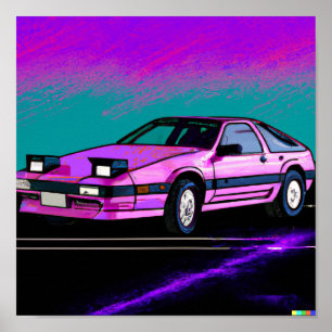 Långt ut Synth 80's Sportscar Poster