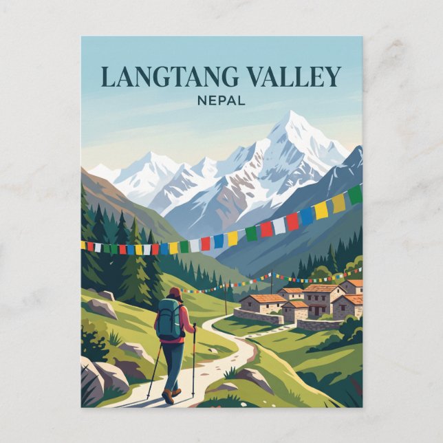 Langtangdalen Nepal Vykort (Framsida)