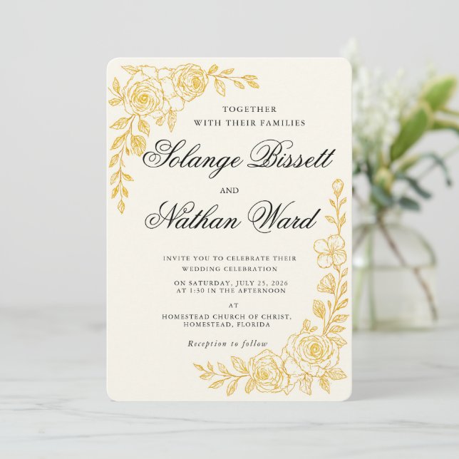 'Language of Love' All-in-One Wedding Invitation Inbjudningar (Stående Fram)