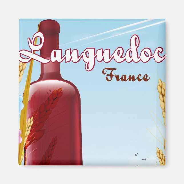 Languedoc Frankrike reseinformation affisch Magnet (Framsidan)