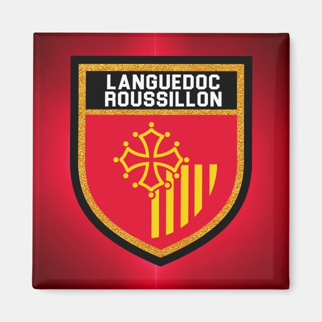 Languedoc-Roussillon Flagga Magnet (Framsidan)