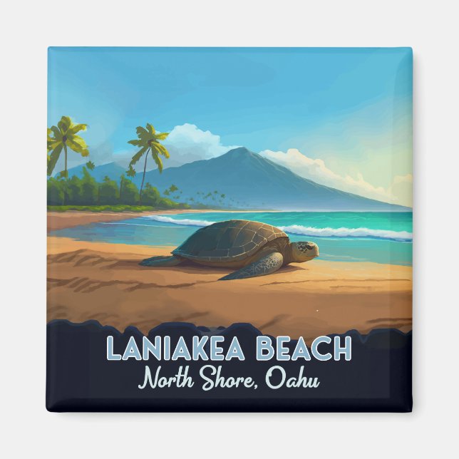 Laniakea Beach Haleiwa Oahu Hawaii Turtle Magnet (Framsidan)