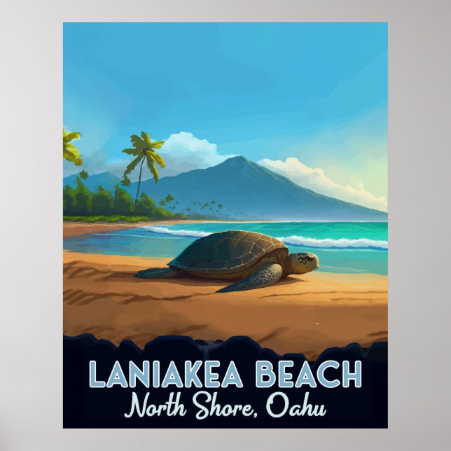 Laniakea Beach Haleiwa Oahu Hawaii Turtle Poster (Framsidan)