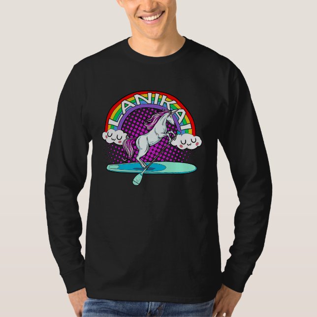 Lanikai Beach Hawaii Rainbow Unicorn Paddle Board  T Shirt (Framsida)