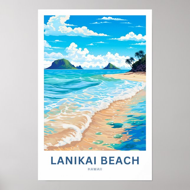 Lanikai Beach Hawaii Travel Skriv ut Poster (Framsidan)