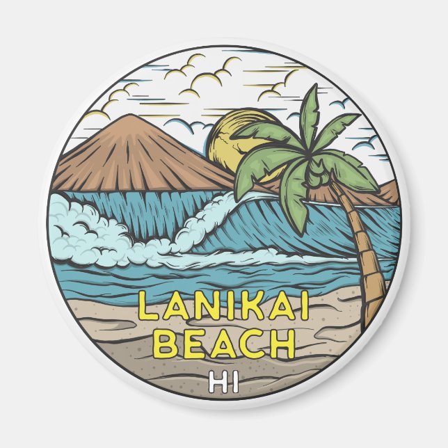 Lanikai Beach Hawaii Vintage Magnet (Framsidan)