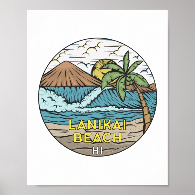 Lanikai Beach Hawaii Vintage Poster (Framsidan)