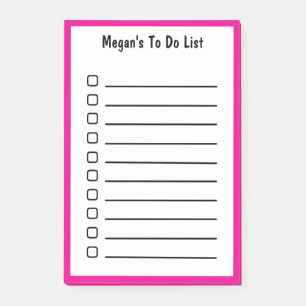 Länkad att göra lista över Magenta med anteckninga Post-it Block