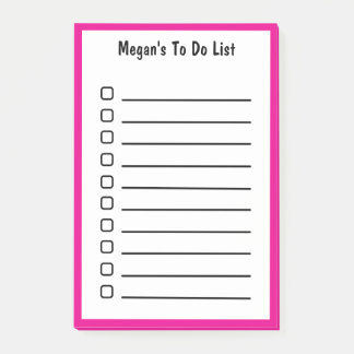 Länkad att göra lista över Magenta med anteckninga Post-it Block
