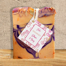 Länkad Orange Rosa Hjärtmönster Över Vit Fest Gåvor Etiketter