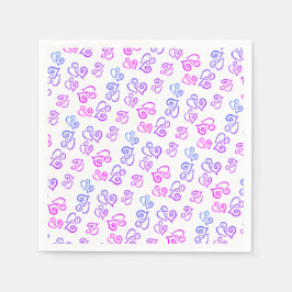 Länkad Rosa Lila Blå Hjärtmönster Över Vit Pappersservett