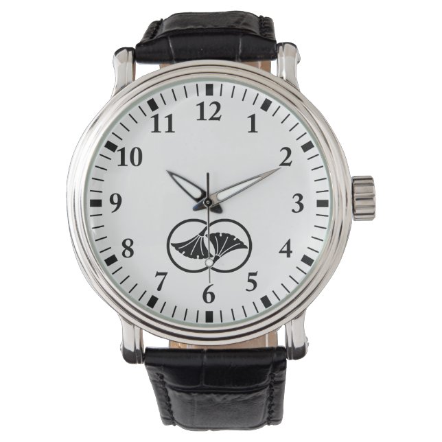 Länkade ginkgo blad cirklar armbandsur (Framsida)