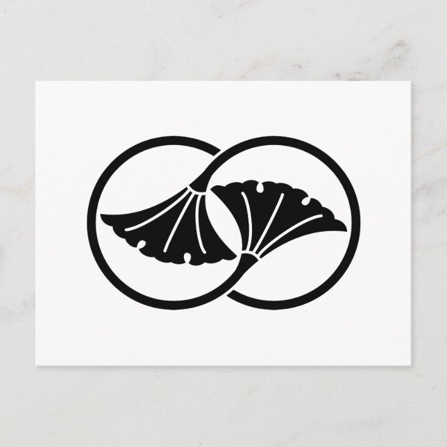 Länkade ginkgo löv-cirklar vykort (Framsida)