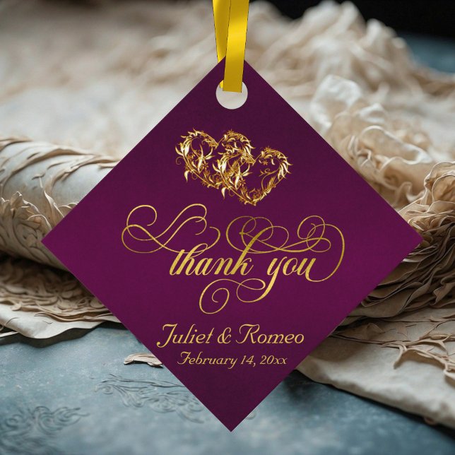 Länkade örtartkalligrafi - Lila/Guld Gåvor Etiketter (Skapare uppladdad)