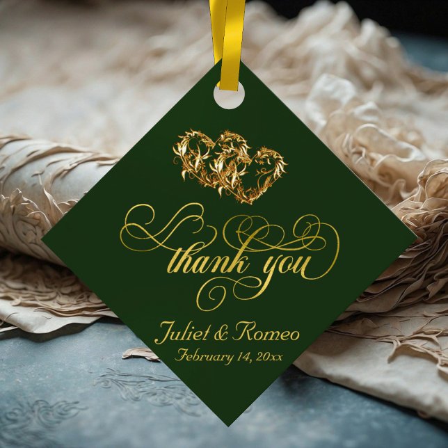 Länkade örter Calligraphy - Emerald/Guld Gåvor Etiketter (Skapare uppladdad)